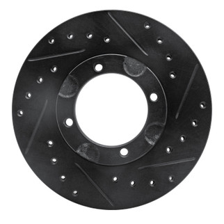 R1 87-99 Hyundai Excel Front Right Drilled & Slotted Black Brake Rotor