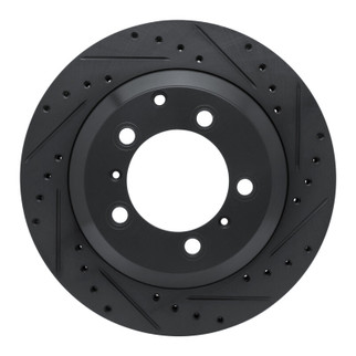 R1 -23 Porsche Cayenne Rear Right Drilled & Slotted Black Brake Rotor