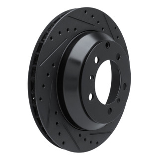 R1 -23 Porsche Cayenne Rear Right Drilled & Slotted Black Brake Rotor