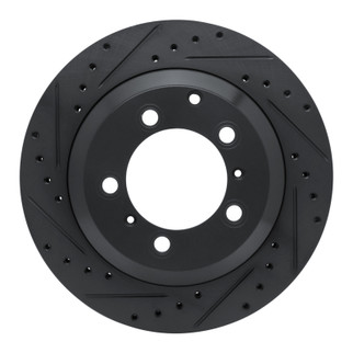 R1 -23 Porsche Cayenne Rear Left Drilled & Slotted Black Brake Rotor