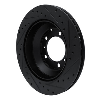 R1 -23 Porsche Cayenne Rear Left Drilled & Slotted Black Brake Rotor