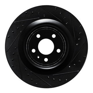 R1 15-18 Porsche Macan Rear Right Drilled & Slotted Black Brake Rotor
