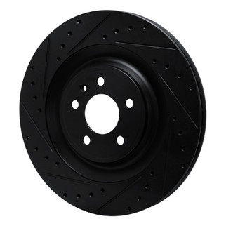 R1 15-18 Porsche Macan Rear Left Drilled & Slotted Black Brake Rotor