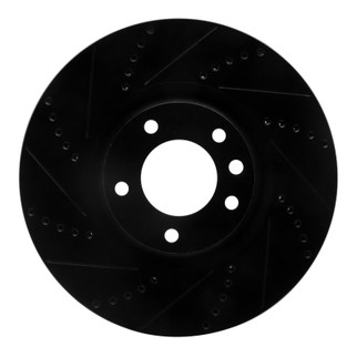 R1 08-09 Porsche Cayenne Front Left Drilled & Slotted Black Brake Rotor