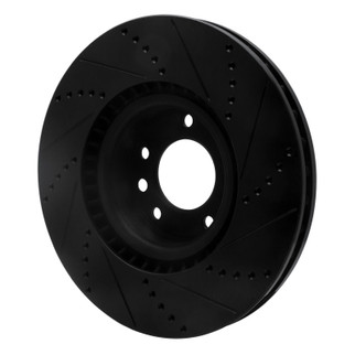 R1 08-09 Porsche Cayenne Front Left Drilled & Slotted Black Brake Rotor