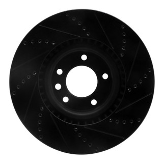 R1 08-09 Porsche Cayenne Front Left Drilled & Slotted Black Brake Rotor