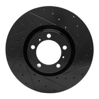 R1 10-24 Audi RS e-Tron GT Right Front Drilled & Slotted Black Brake Rotor