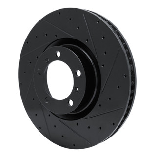 R1 10-24 Audi RS e-Tron GT Right Front Drilled & Slotted Black Brake Rotor