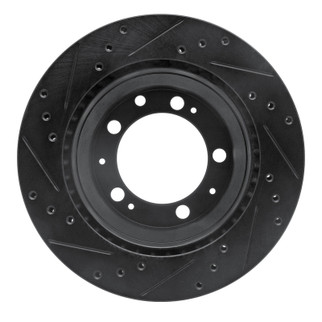 R1 87-89 Porsche 944 Except Turbo Rear Right Drilled & Slotted Black Brake Rotor