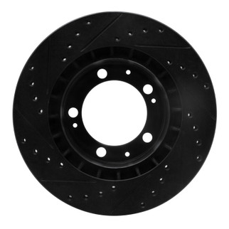 R1 89-97 Porsche 911 Front Right Drilled & Slotted Black Brake Rotor