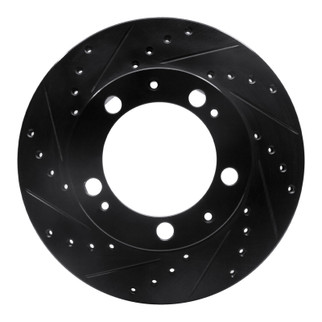 R1 87-89 Porsche 944 Except Turbo Front Left Drilled & Slotted Black Brake Rotor