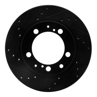 R1 87-97 Porsche 944 Except Turbo Rear Left Drilled & Slotted Black Brake Rotor
