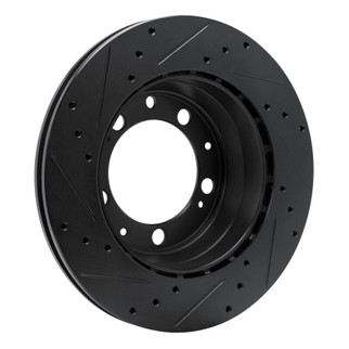 R1 86-95 Porsche 944 Turbo Rear Right Drilled & Slotted Black Brake Rotor