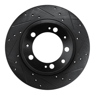 R1 86-95 Porsche 944 Turbo Rear Right Drilled & Slotted Black Brake Rotor