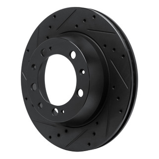 R1 86-95 Porsche 928 Rear Left Drilled & Slotted Black Brake Rotor