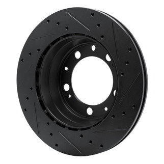 R1 86-95 Porsche 928 Rear Left Drilled & Slotted Black Brake Rotor