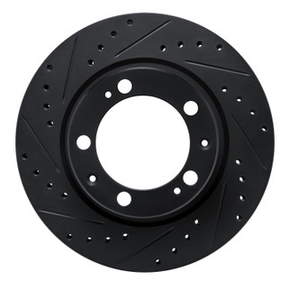 R1 87-95 Porsche 944 Except Turbo Front Left Drilled & Slotted Black Brake Rotor