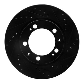 R1 86-91 Porsche 944 Except Turbo Left Front Drilled & Slotted Black Brake Rotor