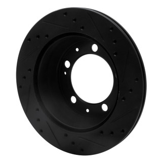 R1 77-88 Porsche 924 Rear Left Drilled & Slotted Black Brake Rotor