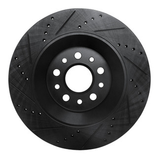 R1 2017-2024 Maserati Ghibli Rear Right Drilled & Slotted Black Brake Rotor