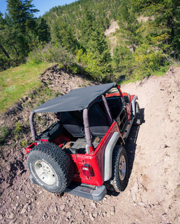 Bestop 97-02 Jeep Wrangler TJ Header Safari Bikini (Black Denim)