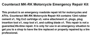 Counteract Motorcycle Emergency Repair Kit