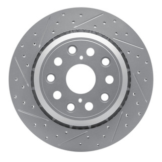 R1 07-17 Lexus Ls460 Rear Left Drilled & Slotted Geo-Carbon Rotor