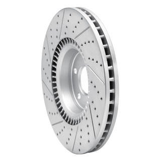 R1 12-18 Audi A6 Quattro Front Right Drilled & Slotted Geo-Carbon Rotor