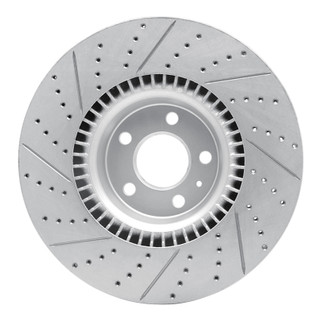 R1 12-18 Audi A6 Quattro Front Right Drilled & Slotted Geo-Carbon Rotor