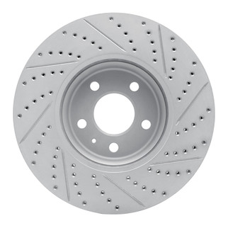 R1 08-12 Audi A5 Front Left Drilled & Slotted Geo-Carbon Rotor