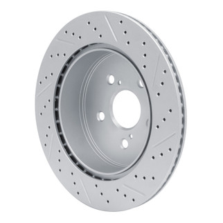 R1 06-20 Lexus Gs450H Rear Left Drilled & Slotted Geo-Carbon Rotor