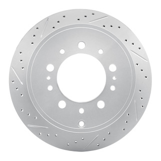 R1 07-22 Lexus LX570 Rear Left Drilled & Slotted Geo-Carbon Rotor