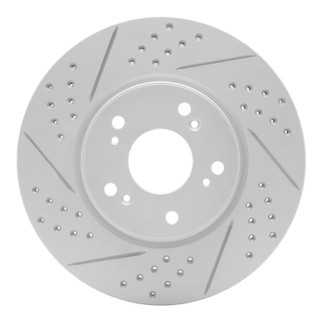 R1 13-26 Honda Civic Sedan Front Left Drilled & Slotted Geo-Carbon Rotor