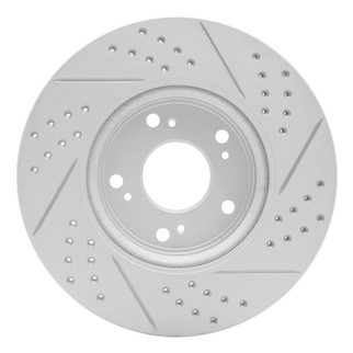 R1 13-26 Honda Civic Sedan Front Left Drilled & Slotted Geo-Carbon Rotor