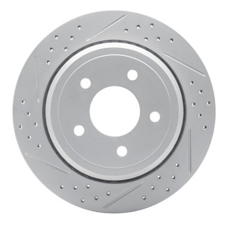 R1 03-11 Ford Crown Victoria Rear Left Drilled & Slotted Geo-Carbon Rotor