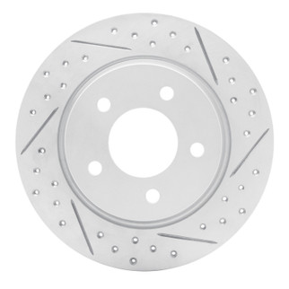 R1 04-13 Mazda 3 Rear Right Drilled & Slotted Geo-Carbon Rotor