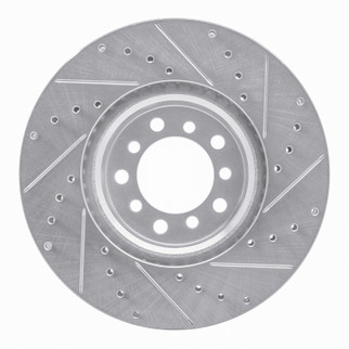R1 85-91 Mercedes-Benz 300SD Front Left Drilled & Slotted Silver Brake Rotor