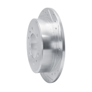 R1 06-10 Hummer H3 Rear Right Drilled & Slotted Silver Brake Rotor