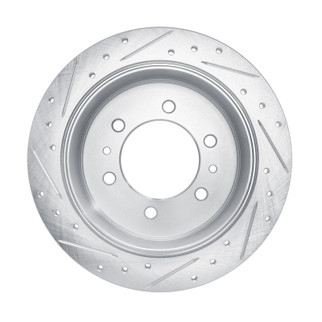 R1 06-10 Hummer H3 Rear Right Drilled & Slotted Silver Brake Rotor