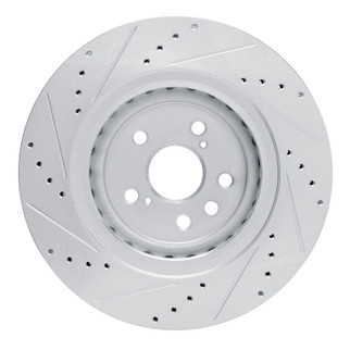 R1 20-25 Lexus RX350 Front Right Drilled & Slotted Silver Brake Rotor