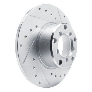 R1 65-73 Mercedes-Benz 220 Front Right Drilled & Slotted Silver Brake Rotor