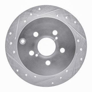 R1 00-10 Pontiac Vibe Rear Left Drilled & Slotted Silver Brake Rotor