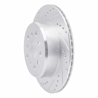 R1 93-98 Toyota Supra Rear Left Drilled & Slotted Silver Brake Rotor