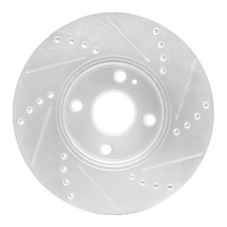 R1 16-25 Mazda 2 (Mexico) Front Left Drilled & Slotted Silver Brake Rotor