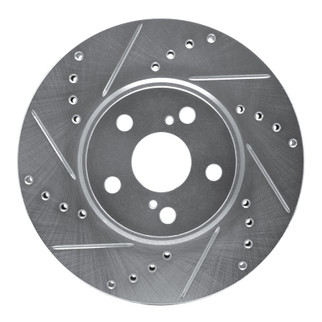 R1 94-99 Toyota Celica Front Left Drilled & Slotted Silver Brake Rotor