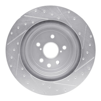 R1 15-22 Lexus RC F Left Rear Drilled & Slotted Silver Brake Rotor