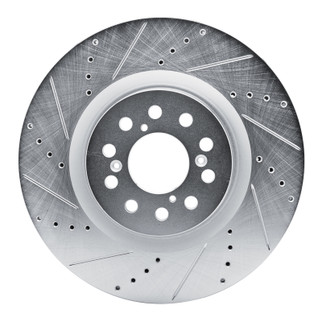 R1 17-25 Acura Integra Front Left Drilled & Slotted Silver Brake Rotor