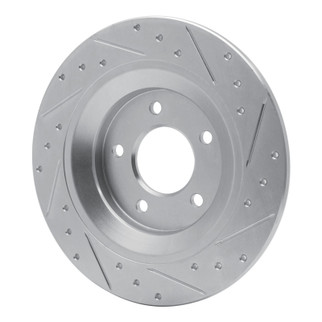 R1 06-15 Mazda 5 Rear Left Drilled & Slotted Silver Brake Rotor