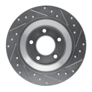 R1 06-15 Mazda 5 Rear Left Drilled & Slotted Silver Brake Rotor