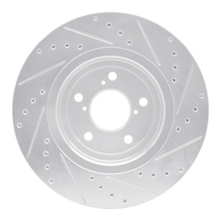 R1 17-20 Acura MDX Front Left Drilled & Slotted Silver Brake Rotor